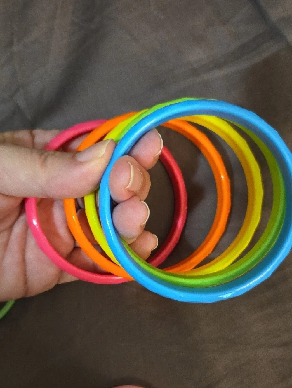 Neon Bangle Bracelet Set - Multicolor Plastic Stackable Bangles 80s Style